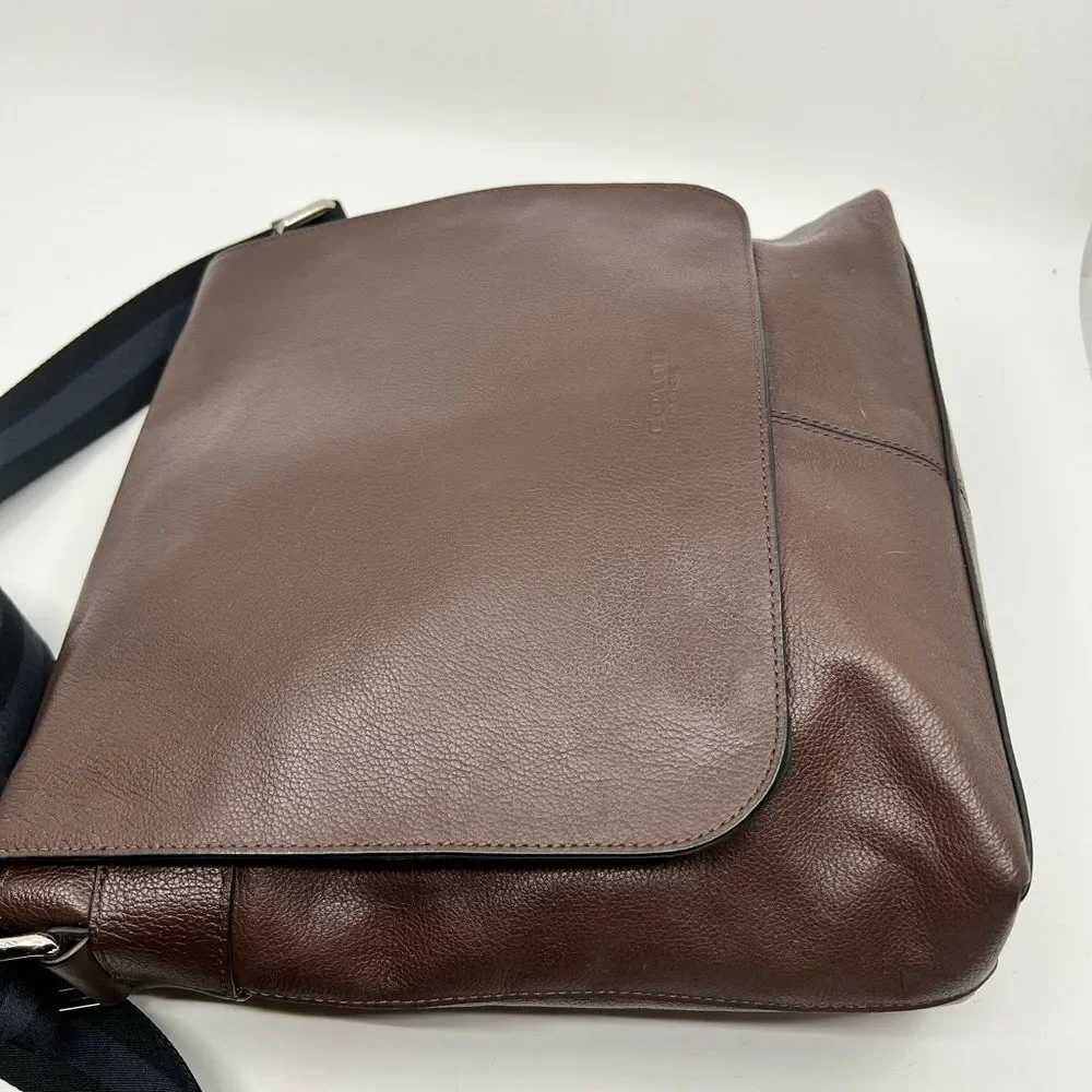 Coach Unisex Charles Brown Leather Crossbody Messenger Bag F72362